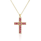 Hip Hop Style Cross Necklace with Clear Crystal Zircon