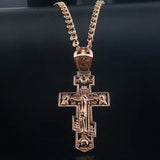 FJ 585 Rose Big Cross Religion Pendant Necklace