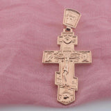 FJ 585 Rose Big Cross Religion Pendant Necklace