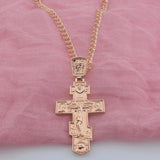 FJ 585 Rose Big Cross Religion Pendant Necklace