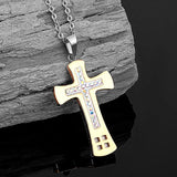 Stainless Steel Cross Pendant with Rhinestones
