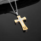 Stainless Steel Cross Pendant with Rhinestones