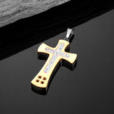 Stainless Steel Cross Pendant with Rhinestones