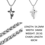 Titanium Steel Retro Prayer Cross Necklace Pendant Amulet