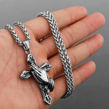 Titanium Steel Retro Prayer Cross Necklace Pendant Amulet