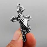 Titanium Steel Retro Prayer Cross Necklace Pendant Amulet