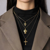 Stainless Steel Geometric Cross Pendant Minimalist Gothic Style Gift for Women