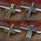 Jesus Cross Pendant Men's Stainless Steel Crucifix Orthodox Chain Necklace