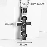 Jesus Cross Pendant Men's Stainless Steel Crucifix Orthodox Chain Necklace
