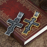 Jesus Cross Pendant Men's Stainless Steel Crucifix Orthodox Chain Necklace