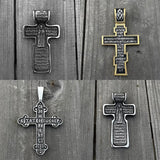 Jesus Cross Pendant Men's Stainless Steel Crucifix Orthodox Chain Necklace