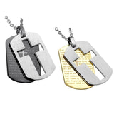 Stainless Steel Cross Necklace Lords Prayer Dog Tag