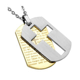 Stainless Steel Cross Necklace Lords Prayer Dog Tag