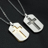 Stainless Steel Cross Necklace Lords Prayer Dog Tag