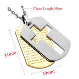 Stainless Steel Cross Necklace Lords Prayer Dog Tag