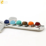 Reiki Ankh Symbol Health Amulet 7 Chakra Stones Cross Shape Necklace Pendant
