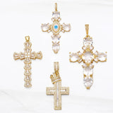 Large Cross Pendant Plated Copper Zircon for Jewelry Making