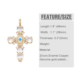 Large Cross Pendant Plated Copper Zircon for Jewelry Making