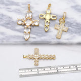 Large Cross Pendant Plated Copper Zircon for Jewelry Making