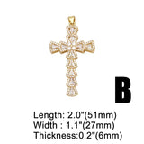 Large Cross Pendant Plated Copper Zircon for Jewelry Making