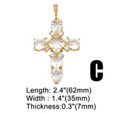 Large Cross Pendant Plated Copper Zircon for Jewelry Making