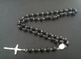 Hardwood Rosary Beaded Jesus Cross Pendant Necklace