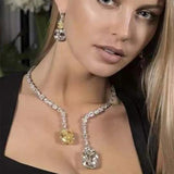 Crystal Pendant Cuff Collar Necklace
