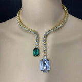 Crystal Pendant Cuff Collar Necklace