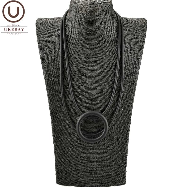 Round Pendant Necklace Rubber Jewelry Gothic Sweater Chain Choker