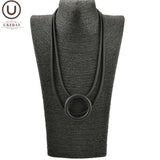 Round Pendant Necklace Rubber Jewelry Gothic Sweater Chain Choker