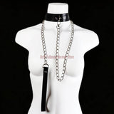 Sexy Punk Choker with Leash O-ring Metal Rivet Bondage