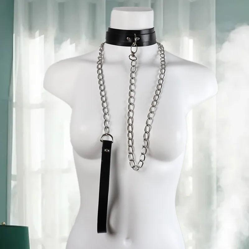 Sexy Punk Leather Collar Bondage Body Cosplay Goth Jewelry