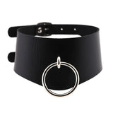 Sexy Circle Slave PU Leather Collar Neck Jewelry BDSM Necklace