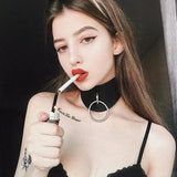 Sexy Circle Slave PU Leather Collar Neck Jewelry BDSM Necklace