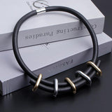 Punk Style Rubber Necklace Bondage Collar Round Pendant Jewelry