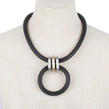 Punk Style Rubber Necklace Bondage Collar Round Pendant Jewelry