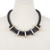 Punk Style Rubber Necklace Bondage Collar Round Pendant Jewelry