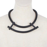 Punk Style Rubber Necklace Bondage Collar Round Pendant Jewelry