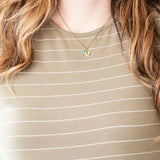 Personalized Birthstone Necklace, Letter & Birthstone Pendant, 14K Gold