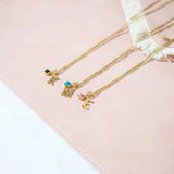 Personalized Birthstone Necklace, Letter & Birthstone Pendant, 14K Gold