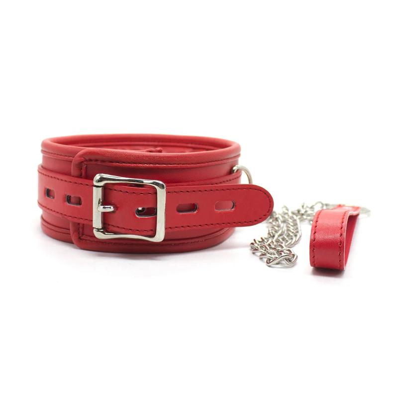 Leather Bondage Gothic Collar with Metal Chain