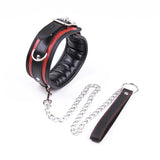 Leather Bondage Gothic Collar with Metal Chain