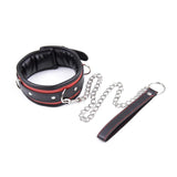 Leather Bondage Gothic Collar with Metal Chain