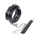 Leather Bondage Gothic Collar with Metal Chain