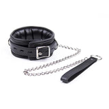 Leather Bondage Gothic Collar with Metal Chain