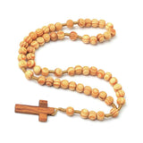 Wooden Bead Catholic Rosary Jesus Crucifix Necklace Religious Prayer Jewelry