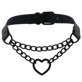 Punk Heart Pendant Leather Choker Necklace