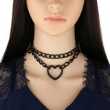 Punk Heart Pendant Leather Choker Necklace