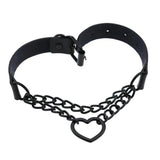 Punk Heart Pendant Leather Choker Necklace