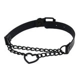 Punk Heart Pendant Leather Choker Necklace